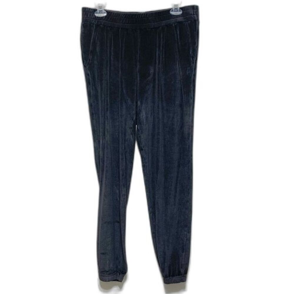 Michael Stars Joggers sz Large Gray Black Velour Loose Sweatpants Elastic Waist